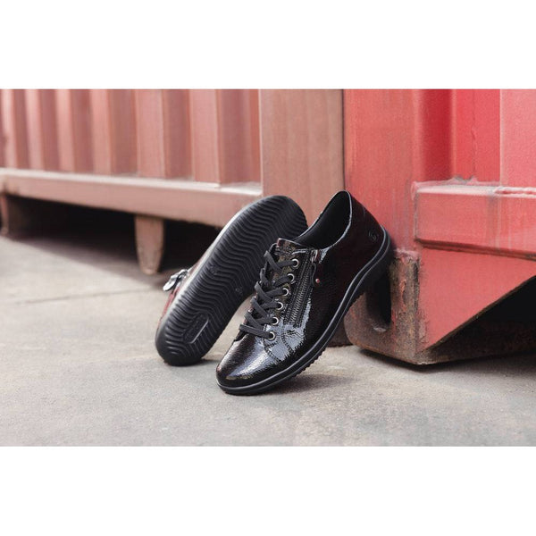 Remonte D1E03-01 Ladies Black Side Zip Shoes-elevate your sole