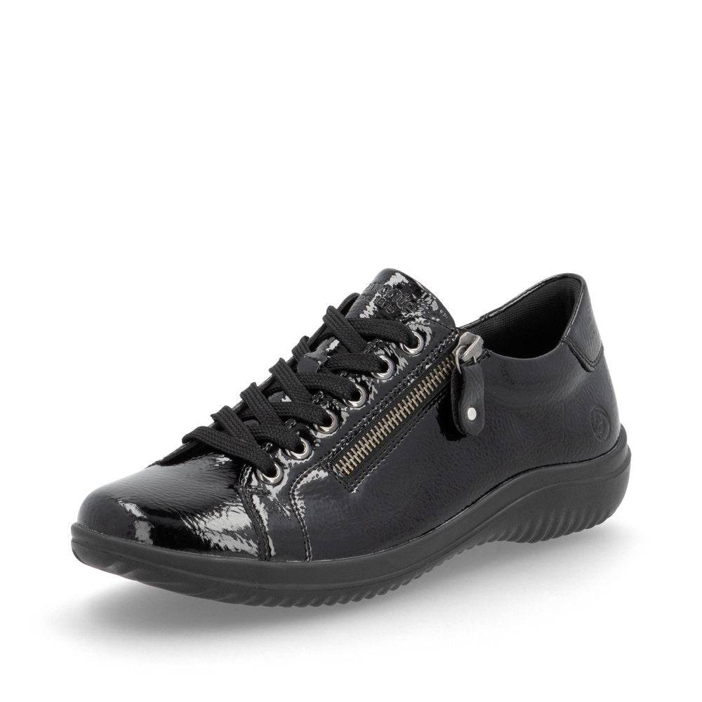 Remonte D1E03-01 Ladies Black Side Zip Shoes-elevate your sole