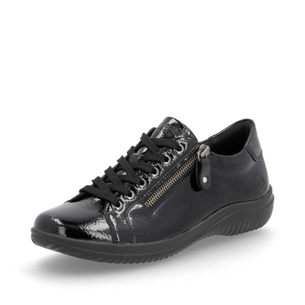 Remonte D1E03-01 Ladies Black Side Zip Shoes-elevate your sole