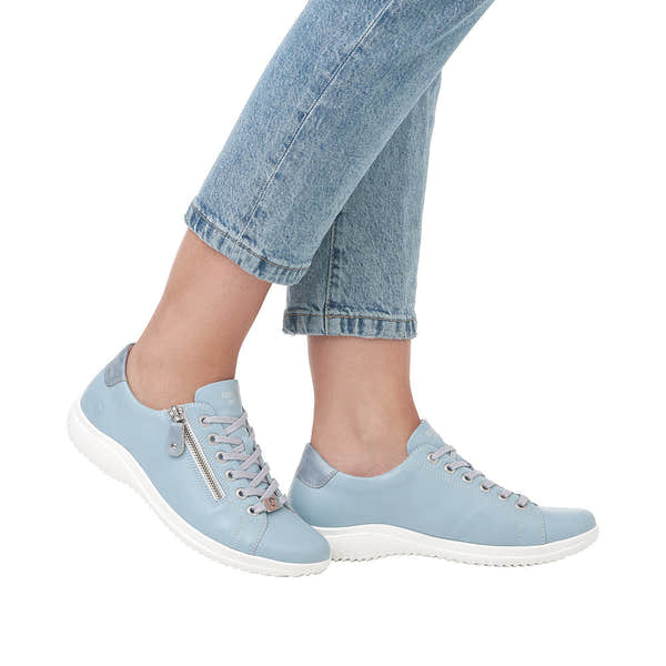 Remonte D1E03-10 Ladies Light Blue Leather Zip & Lace ShoesO-elevate your sole