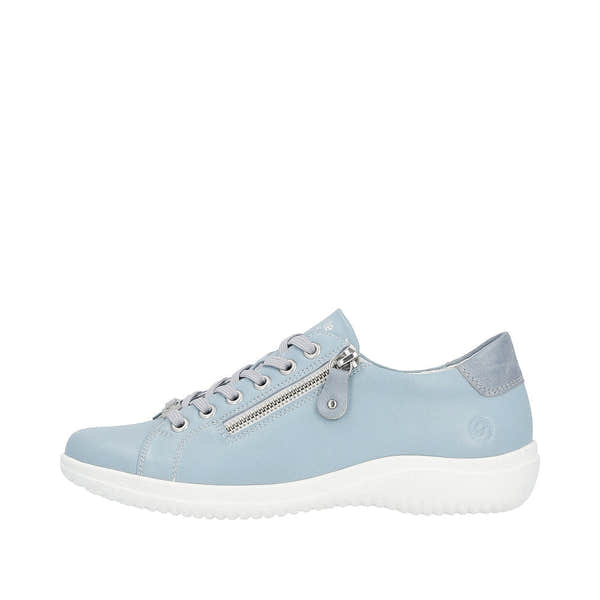 Remonte D1E03-10 Ladies Light Blue Leather Zip & Lace ShoesO-elevate your sole