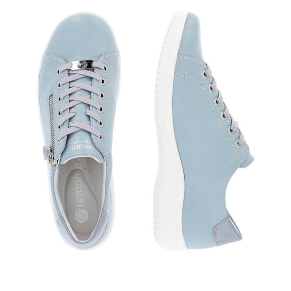 Remonte D1E03-10 Ladies Light Blue Leather Zip & Lace ShoesO-elevate your sole