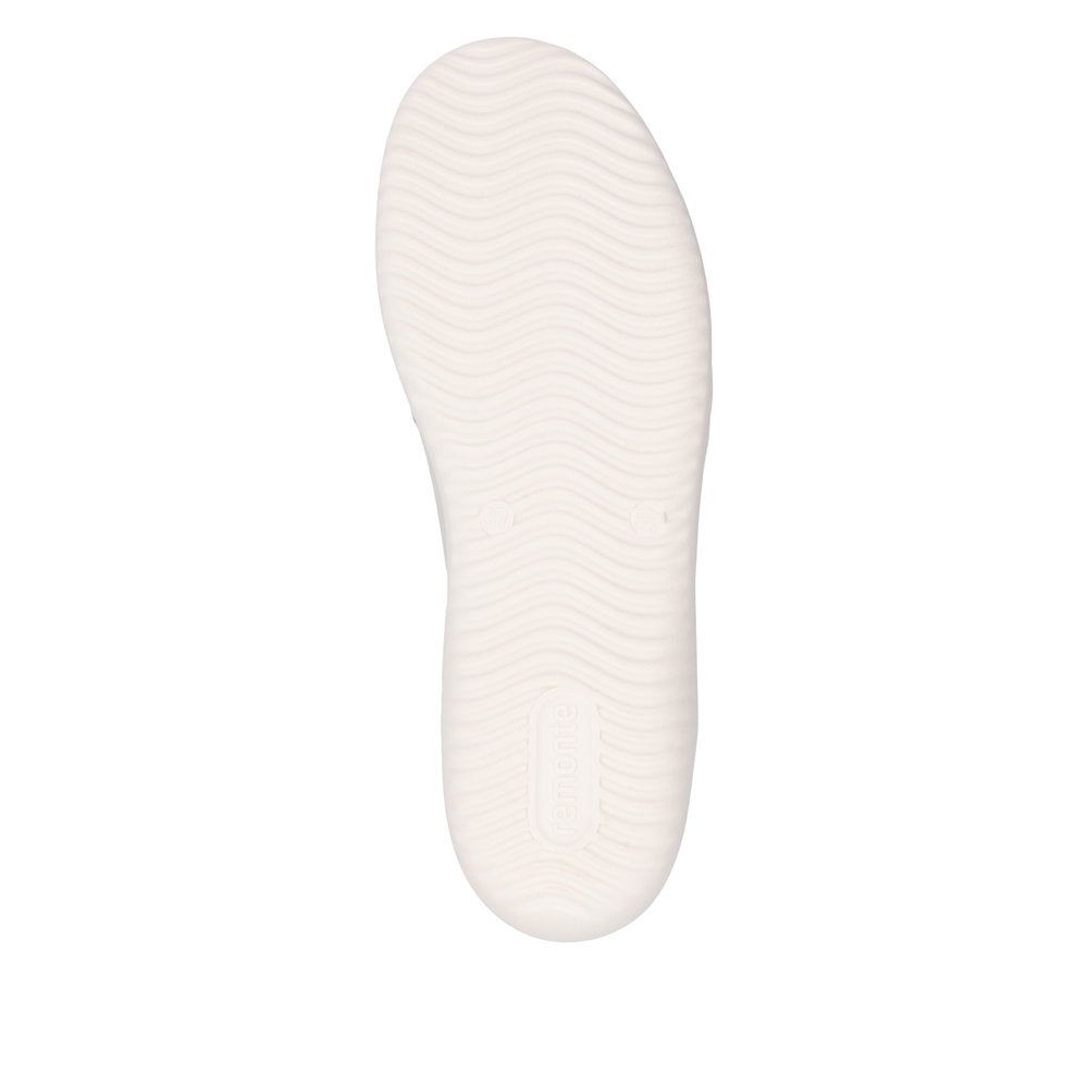 Remonte D1E06-80 women's wide white leather trainers with zip and lace fastening, cushioned sole.