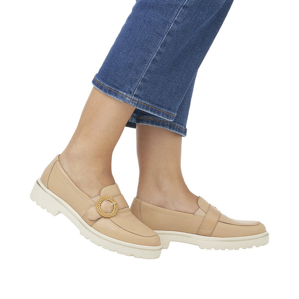 Remonte D1H00-20 Ladies Nude Leather Slip On Loafers-elevate your sole