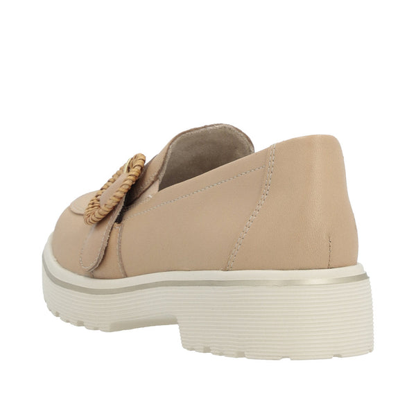 Remonte D1H00-20 Ladies Nude Leather Slip On Loafers-elevate your sole