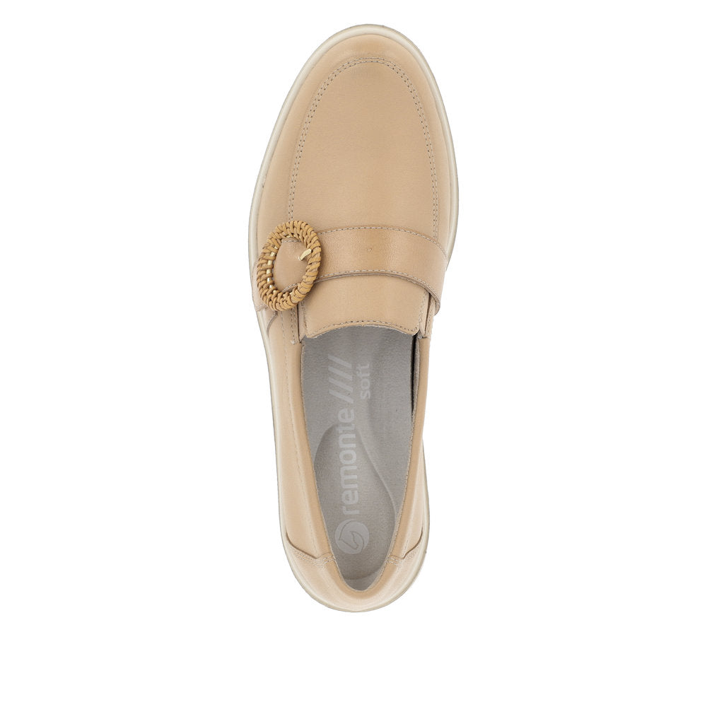 Remonte D1H00-20 Ladies Nude Leather Slip On Loafers-elevate your sole