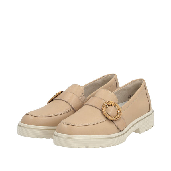 Remonte D1H00-20 Ladies Nude Leather Slip On Loafers-elevate your sole