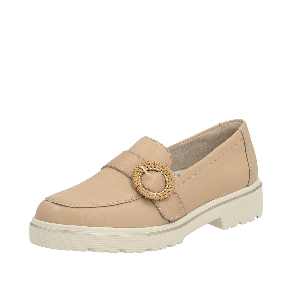 Remonte D1H00-20 Ladies Nude Leather Slip On Loafers-elevate your sole