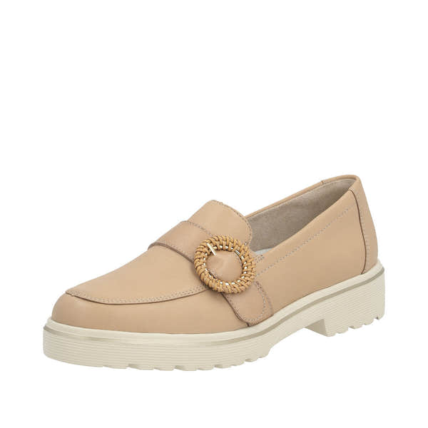 Remonte D1H00-20 Ladies Nude Leather Slip On Loafers-elevate your sole