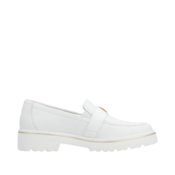 Remonte D1H00-80 Ladies White Leather Slip On Loafers-elevate your sole