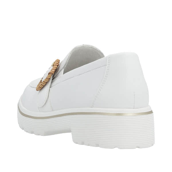 Remonte D1H00-80 Ladies White Leather Slip On Loafers-elevate your sole