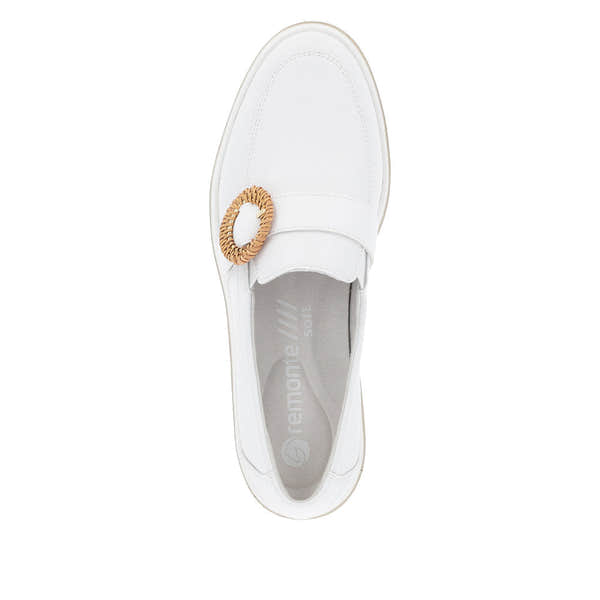 Remonte D1H00-80 Ladies White Leather Slip On Loafers-elevate your sole