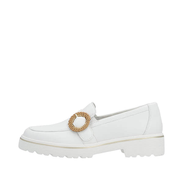 Remonte D1H00-80 Ladies White Leather Slip On Loafers-elevate your sole