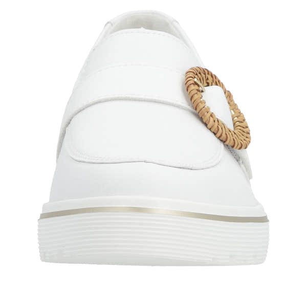 Remonte D1H00-80 Ladies White Leather Slip On Loafers-elevate your sole