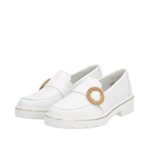 Remonte D1H00-80 Ladies White Leather Slip On Loafers-elevate your sole