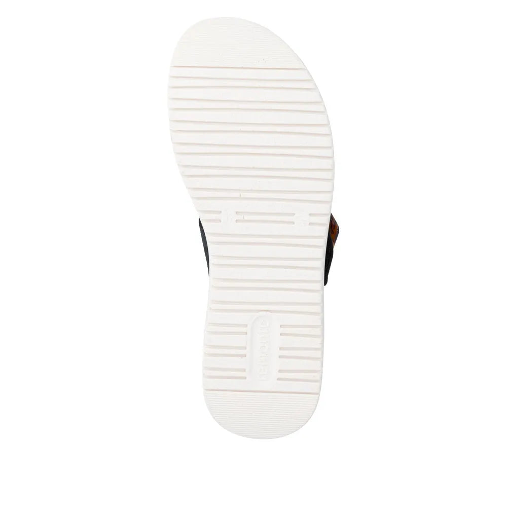 Remonte D1J62-14 women's navy suede sandals with touch fastenings and white rubber sole.