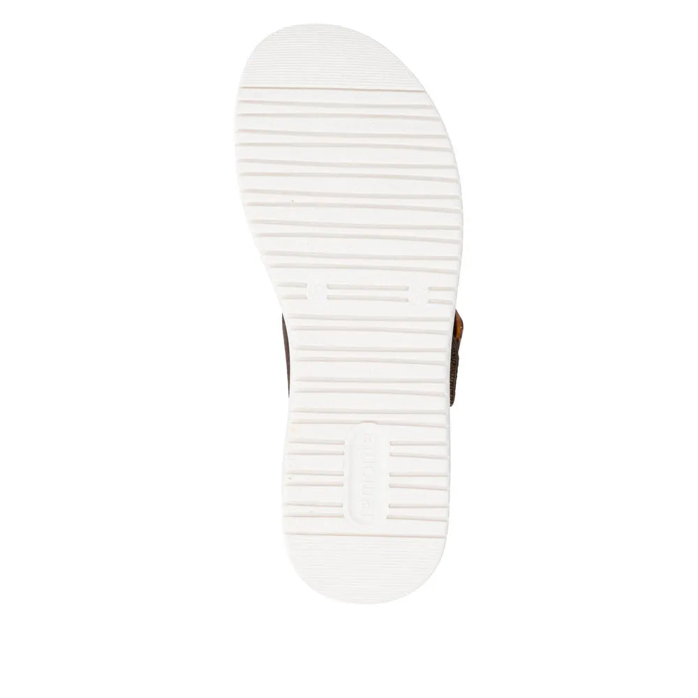 Remonte D1J62-25 women's Havana brown suede sandals with touch fastening and white sole, casual summer footwear.
