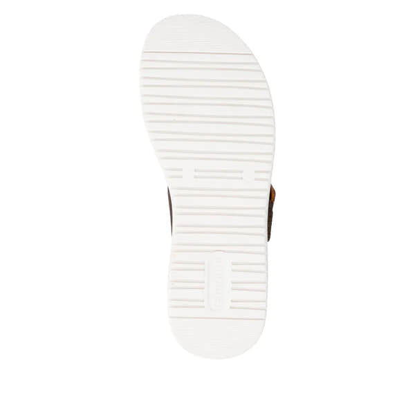 Remonte D1J62-25 women's Havana brown suede sandals with touch fastening and white sole, casual summer footwear.
