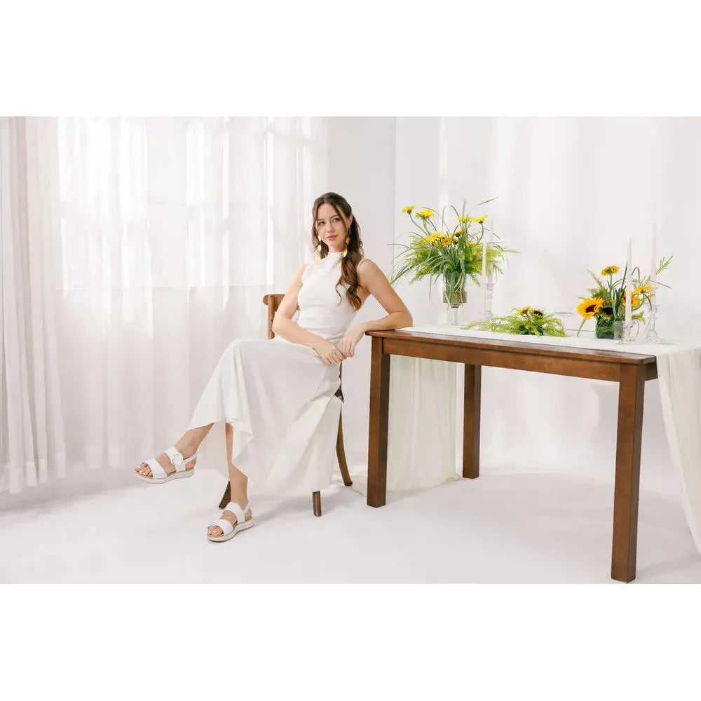 Remonte D1J63-80 ladies white leather touch-fastening sandals, stylish open-toe footwear with adjustable straps and platform sole.