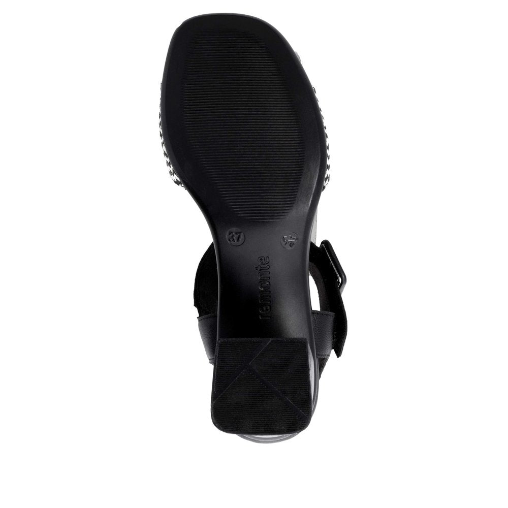 Remonte D1K51-03 women's black touch fastening sandals with cushioned sole and open toe design.