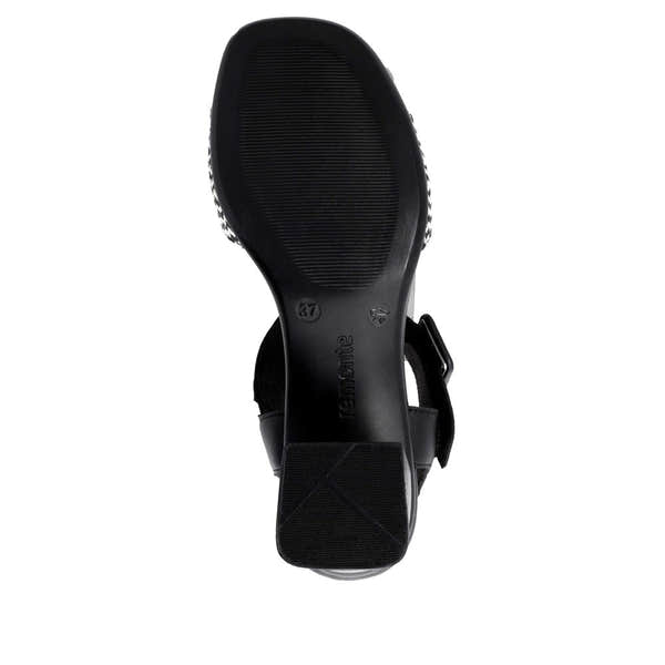 Remonte D1K51-03 women's black touch fastening sandals with cushioned sole and open toe design.