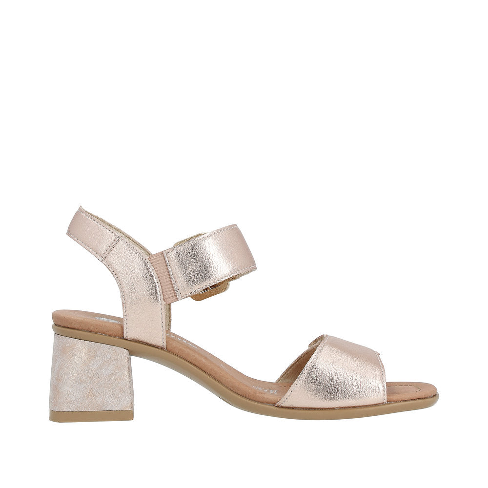 Remonte D1K51-31 women's copper touch fastening sandals with block heel and ankle strap.