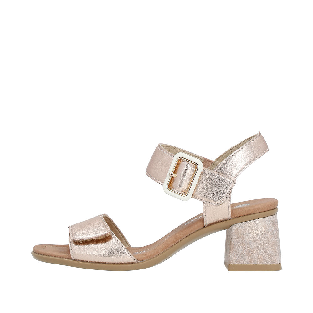 Remonte D1K51-31 women's copper touch fastening sandals with block heel, open toe, and adjustable ankle strap.