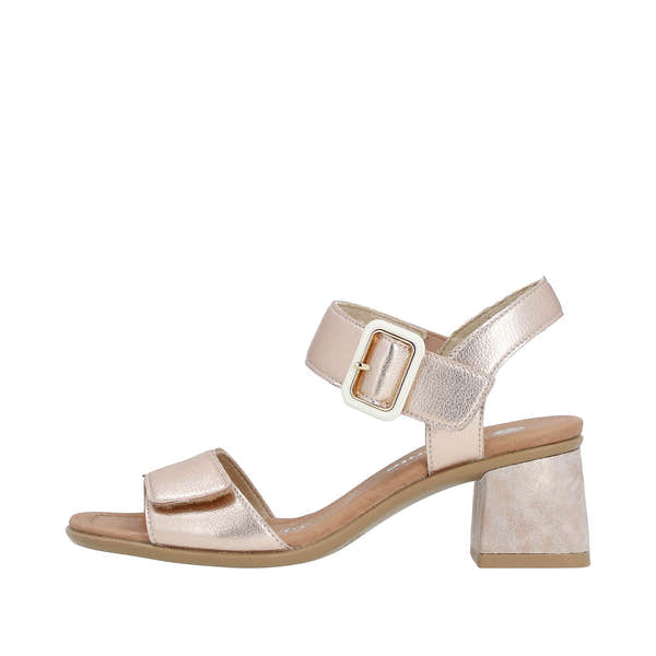 Remonte D1K51-31 women's copper touch fastening sandals with block heel, open toe, and adjustable ankle strap.