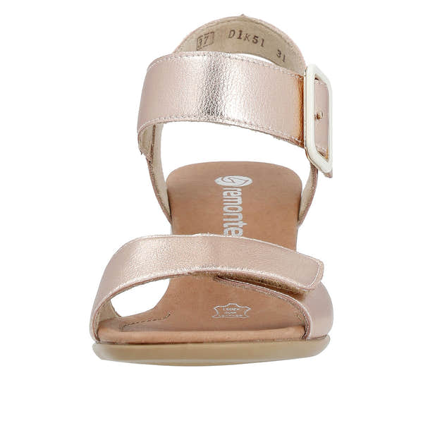 Remonte D1K51-31 women's copper-tone fastening sandals with adjustable buckle and open toe design.
