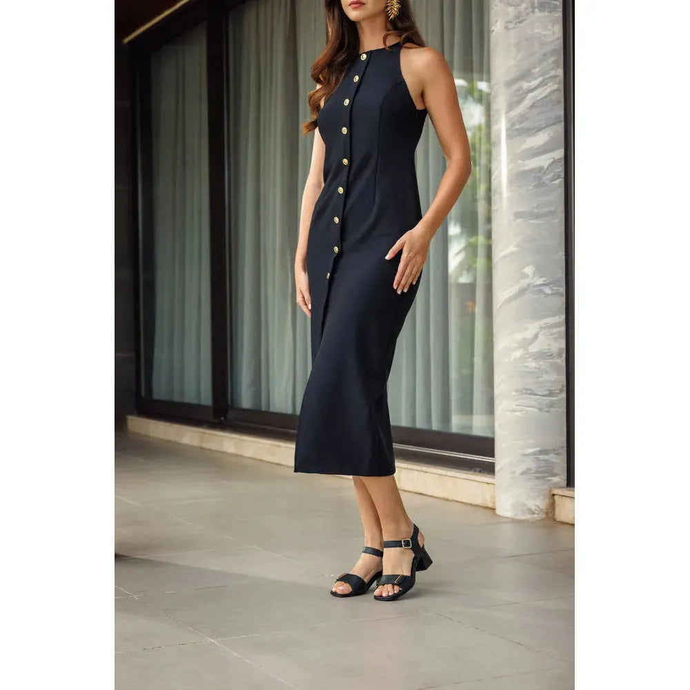 Remonte D1K54-00 women's black leather touch fastening sandals with block heels and open toes.