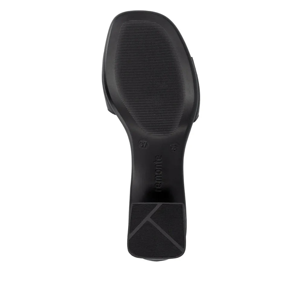 Remonte D1K54-00 women's black leather sandals with touch-fastening straps and cushioned sole, stylish and comfortable footwear.