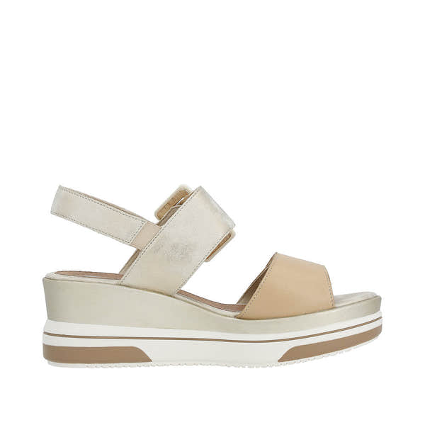 Remonte D1P50-90 Ladies Metallic Gold Nude Leather Touch Fastening Sandals-elevate your sole