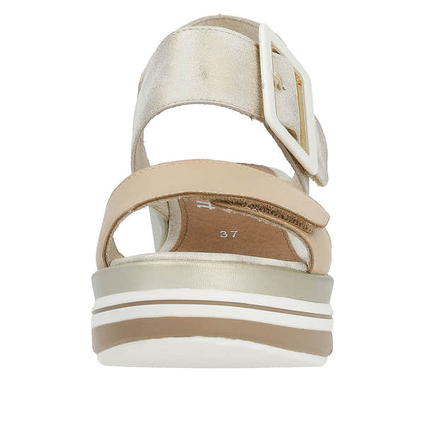 Remonte D1P50-90 Ladies Metallic Gold Nude Leather Touch Fastening Sandals-elevate your sole