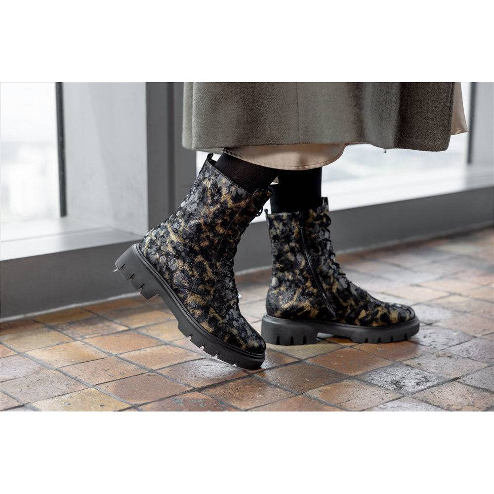 Remonte D1W72-03 Ladies Wide Black Suede Zip & Lace Ankle Boots-elevate your sole