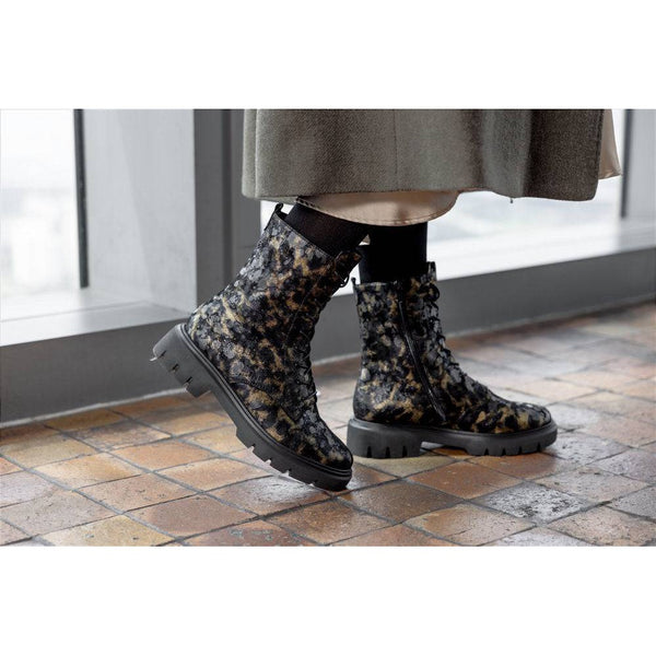 Remonte D1W72-03 Ladies Wide Black Suede Zip & Lace Ankle Boots-elevate your sole