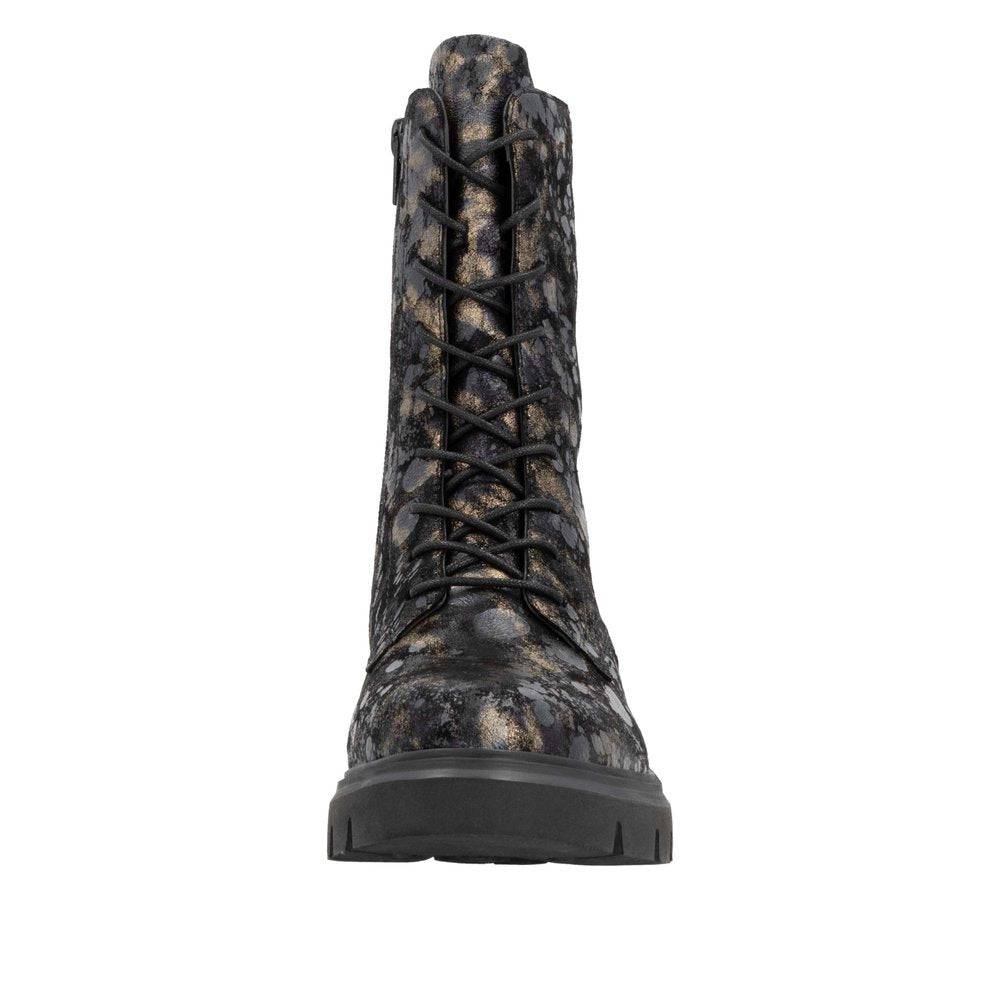 Remonte D1W72-03 Ladies Wide Black Suede Zip & Lace Ankle Boots-elevate your sole