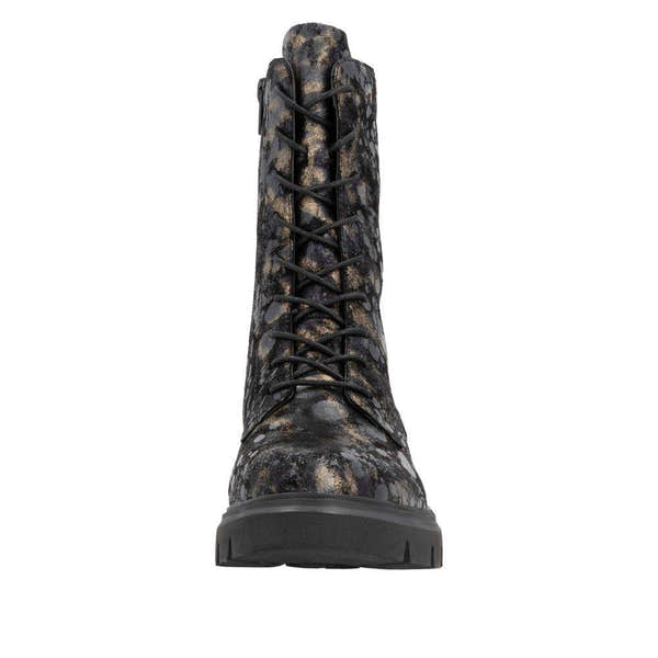 Remonte D1W72-03 Ladies Wide Black Suede Zip & Lace Ankle Boots-elevate your sole