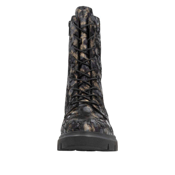 Remonte D1W72-03 Ladies Wide Black Suede Zip & Lace Ankle Boots-elevate your sole