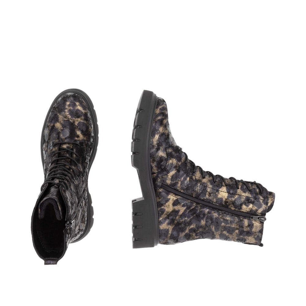 Remonte D1W72-03 Ladies Wide Black Suede Zip & Lace Ankle Boots-elevate your sole