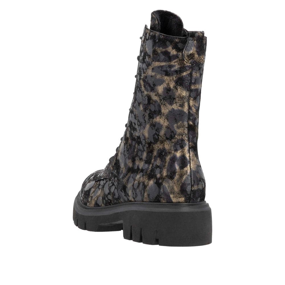 Remonte D1W72-03 Ladies Wide Black Suede Zip & Lace Ankle Boots-elevate your sole