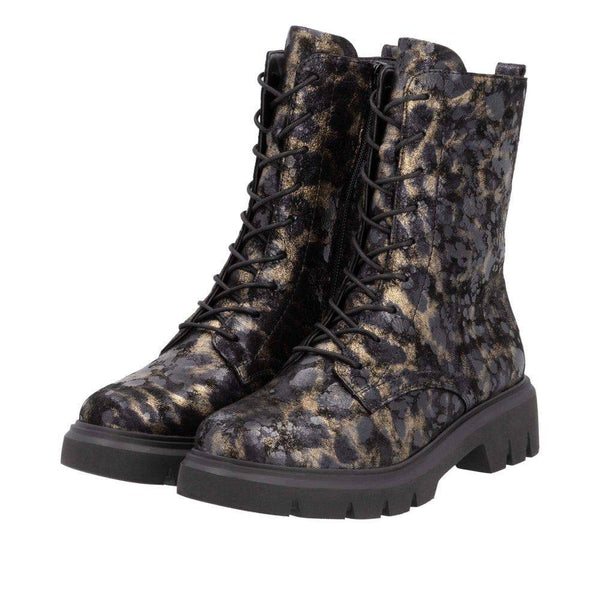 Remonte D1W72-03 Ladies Wide Black Suede Zip & Lace Ankle Boots-elevate your sole