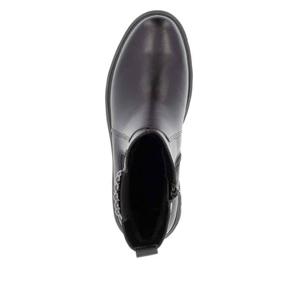 Remonte D1W74-00 Ladies Wide Black Leather Side Zip Ankle Boots-elevate your sole