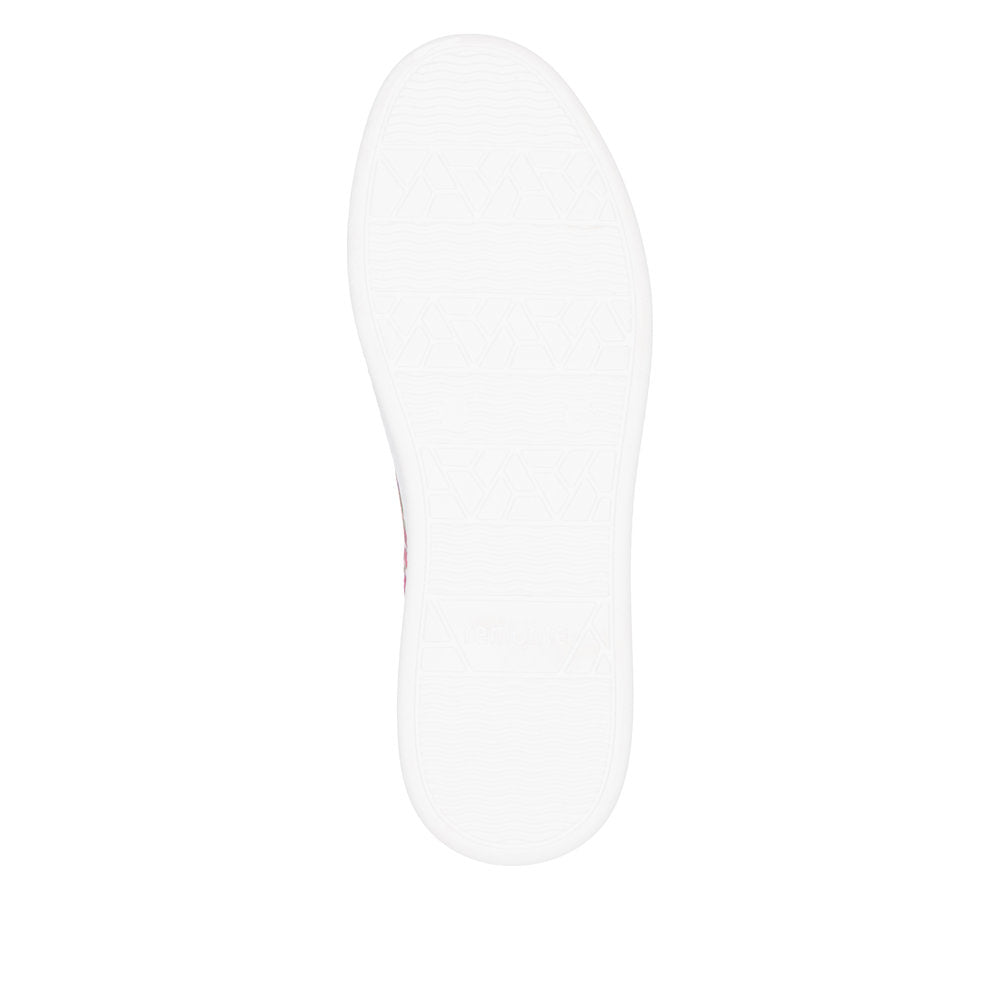 Remonte D2E02-90 women's wide multi-leather zip and lace-up shoes, white sole with subtle geometric embossed pattern.
