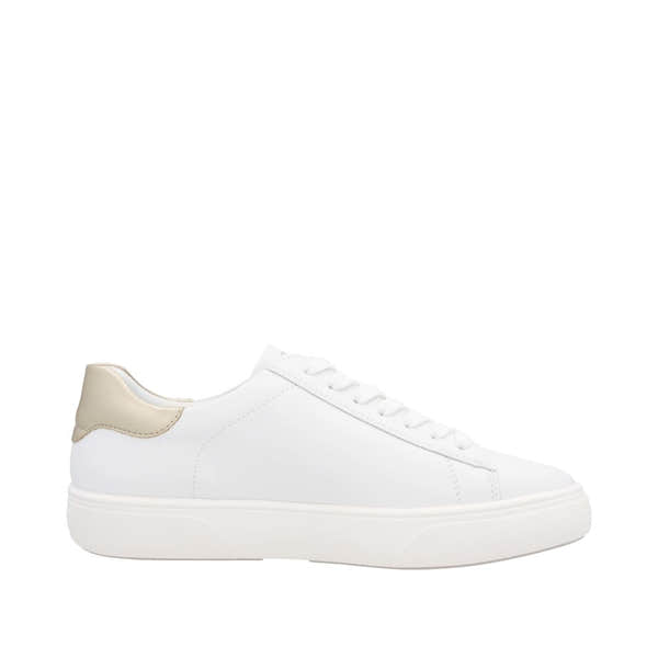 Remonte D2J00-81 Women's Wide White Leather Trainers with Zip & Lace detail, cushioned sole, stylish casual sneaker.