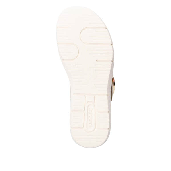 Remonte D2K50-80 women's off-white leather sandals with touch-fastening straps and textured sole.