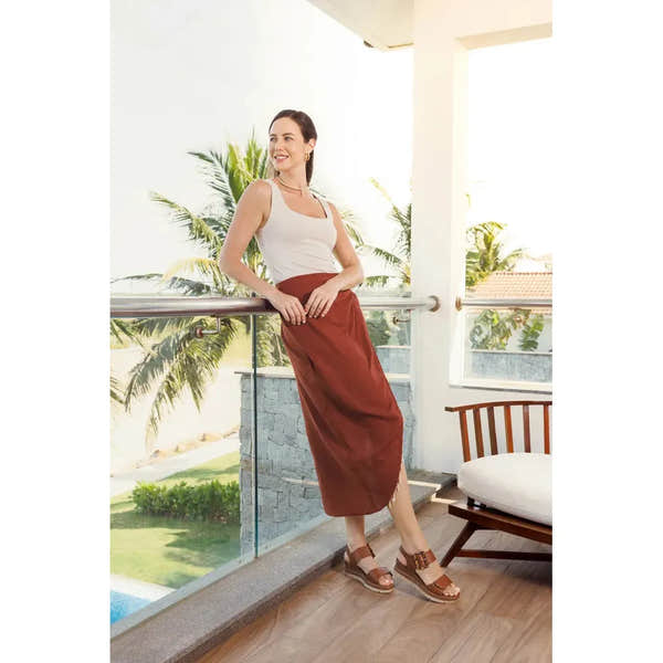 Remonte D2L53-24 women's brown leather touch-fastening sandals, open-toe, platform heel, stylish and comfortable for casual wear.