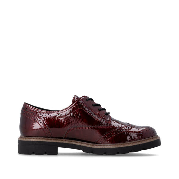 Remonte D2Q04-35 Ladies Burgundy Patent Brogue Lace Up Shoes
