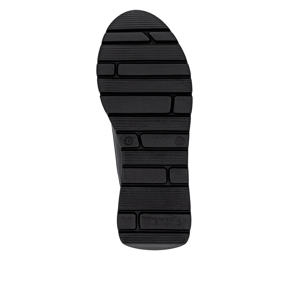 Remonte D2V01-04 women's wide black textile vegan front zip shoes with slip-resistant sole.