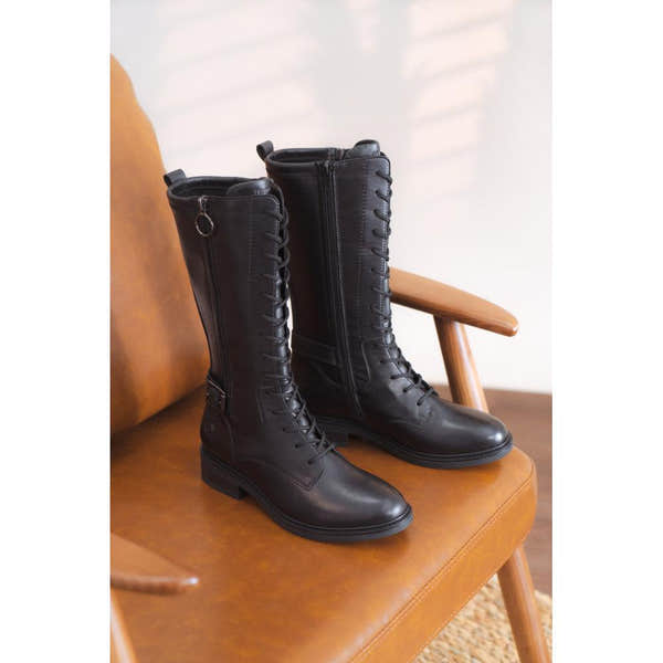 Remonte D2W71-00 women's black leather side zip mid-calf boots, additional product view 1.
