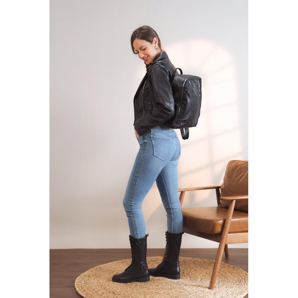 Remonte D2W71-00 women's black leather side zip mid-calf boots, additional product view 3.